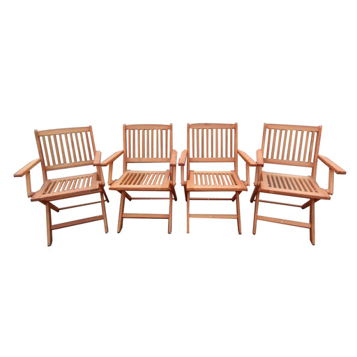 Foldable Patio Dining Set, 4 Folding Chairs, Indoor and outdoor universal, Teak - DTYStore