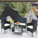 4 PC Rattan Patio Furniture Set Outdoor Patio Cushioned Seat Wicker Sofa (Beige Cushion) - DTYStore
