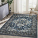 Area Rug 5x7 Vintage Bohemia Non-slip Washable Rug For Living Room Kitchen Bedroom Living Room Flower Design Blue/Brown - DTYStore