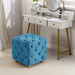 Blue Modern Velvet Upholstered Ottoman, Exquisite Small End Table, Soft Foot Stool,Dressing Makeup Chair, Comfortable Seat for Living Room, Bedroom, Entrance