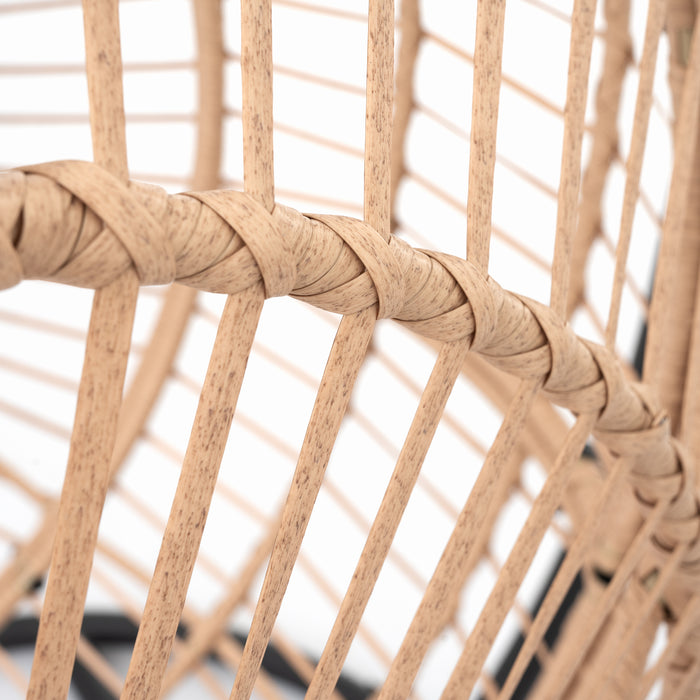 Outdoor Indoor Swing Egg Chair Natural color wicker with beige cushion - DTYStore