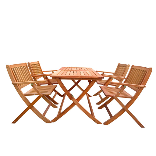 Foldable Patio Dining Set, 4 Folding Chairs & 1 Dining Table, Indoor and outdoor universal,Teak - DTYStore
