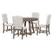 5-Piece Retro Functional Dining Set, Round Table with 16"W Leaf and 4 Upholstered Chairs