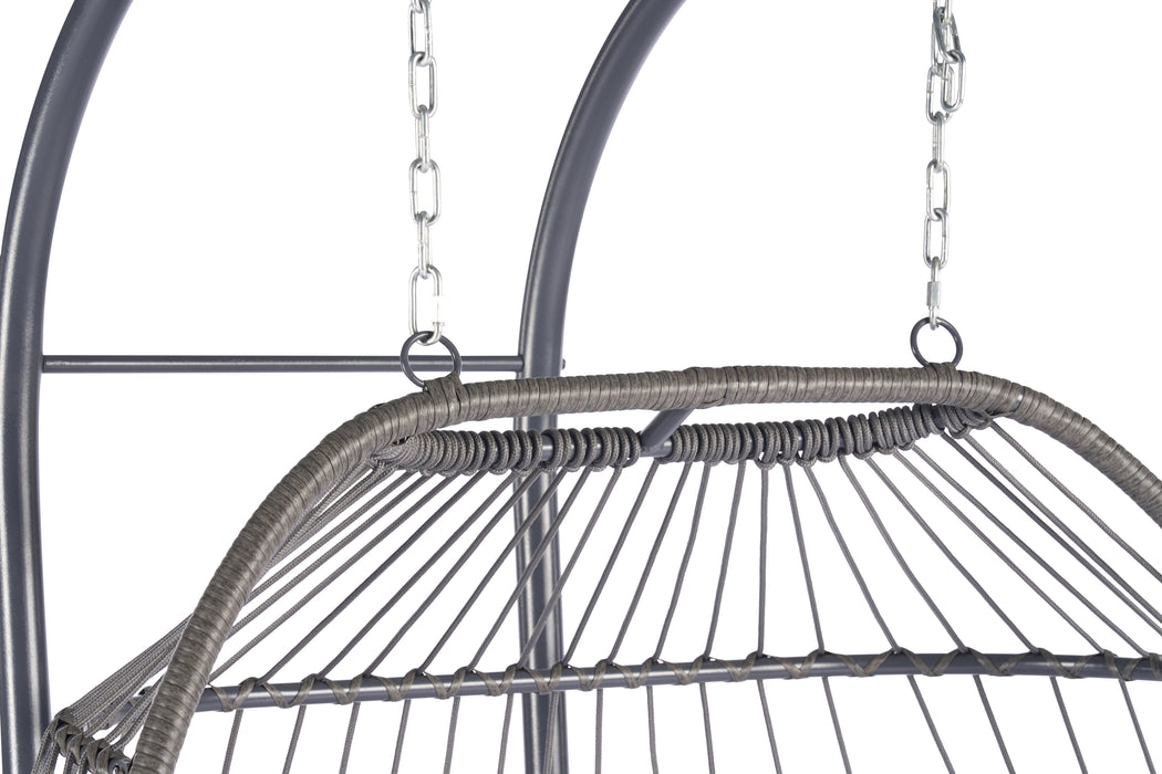 2 Person Outdoor Rattan Hanging Chair Patio Wicker Egg Chair - DTYStore