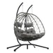 2 Persons Egg Chair with Stand Indoor Outdoor Swing Chair Patio Wicker Hanging Egg Chair Hanging Basket Chair with Stand for Bedroom Living Room Balcony - DTYStore