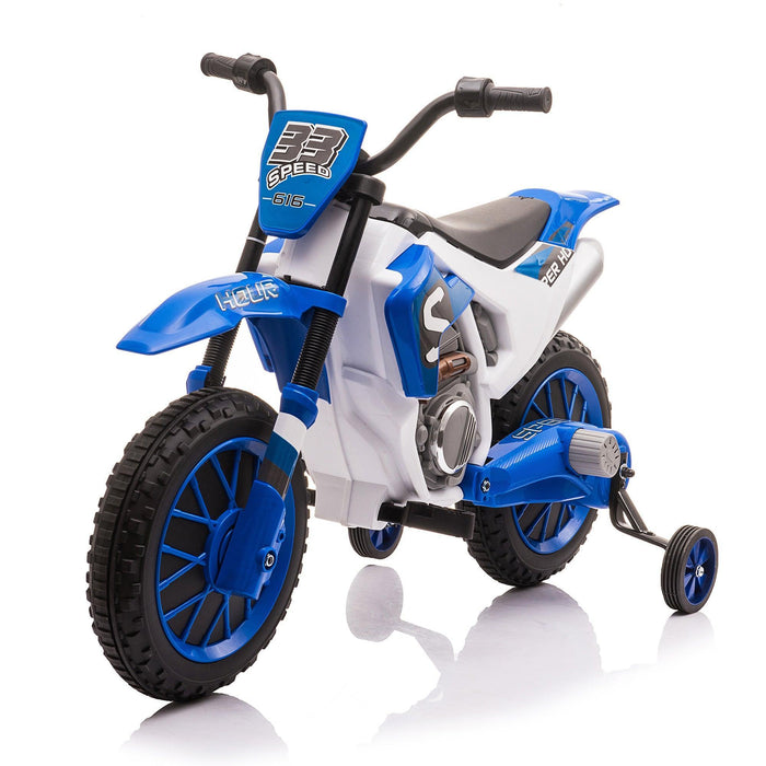 12V Kids Ride on Toy Motorcycle, Electric Motor Toy Bike with Training Wheels for Kids 3 - 6 Blue