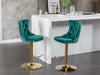 A&A Furniture,Golden Swivel Velvet Barstools Adjusatble Seat Height from 25-33 Inch, Modern Upholstered Bar Stools with Backs Comfortable Tufted for Home Pub and Kitchen Island（Green,Set of 2）