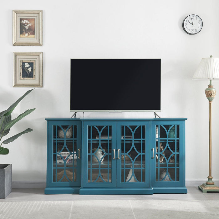 63" TV Stand, Sideboard Buffet ,Storage Cabinet, Teal Blue