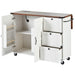 54.5" Farmhouse Kitchen Island with Power Outlet, Kitchen Storage Island with Internal Storage Rack, Drop Leaf, Spice Rack, Rolling Kitchen Cart on Wheels, for Home, Kitchen and Dining Room,White - DTYStore
