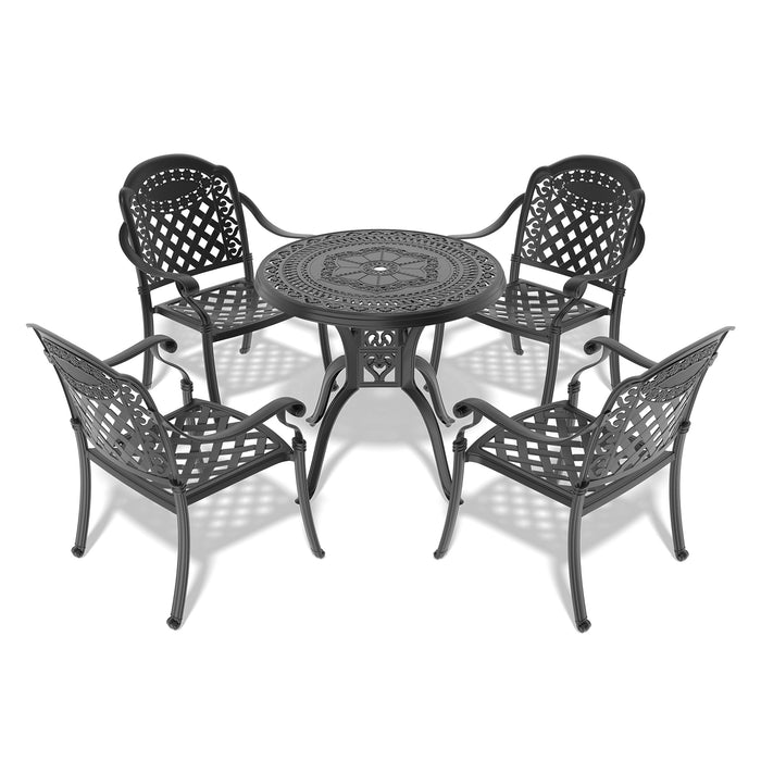 (Cushions In Random Colors)5-Piece Set Of Cast Aluminum Patio Furniture With Cushions - DTYStore
