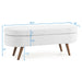 Ottoman Oval Storage Bench,Rubber Wood Legs,White(43.5"x16"x16")