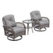 3 Pieces Outdoor Swivel Rocker Patio Chairs, 360 Degree Rocking Patio Conversation Set with Thickened Cushions and Glass Coffee Table for Backyard, Grey - DTYStore