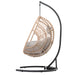 Outdoor Indoor Swing Egg Chair Natural color wicker with beige cushion - DTYStore