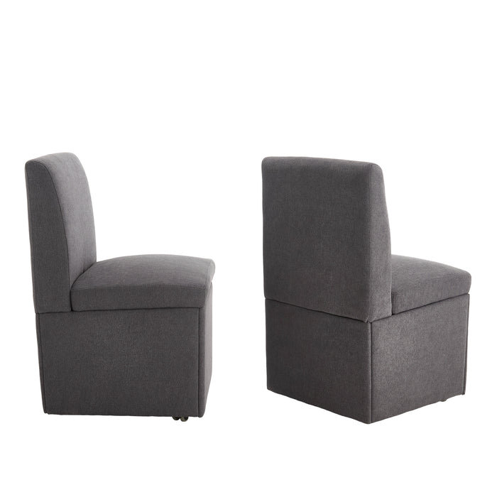 360 Degree Swivel Upholstered Dining Chairs Set of 2 Swivel Dining Room Chairs Kitchen Chairs Casters & Storage Comfy Modern Rolling Chair for Living Room Fabric Armless Chair - DTYStore