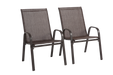 2 Piece Patio Chairs, Outdoor Camping Chairs with Breathable Textilene Fabric, Set of 2 Garden Chairs with Armrest High Backrest for Garden Patio Pool Beach Yard Space Saving ( Brown) - DTYStore
