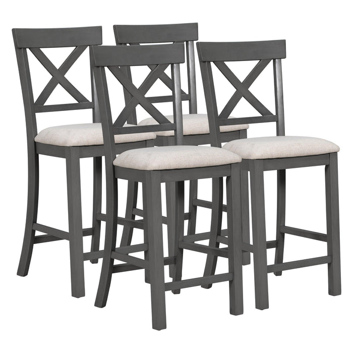 6-Piece Counter Height Dining Table Set with Shelf, 4 Chairs and Bench for Dining Room