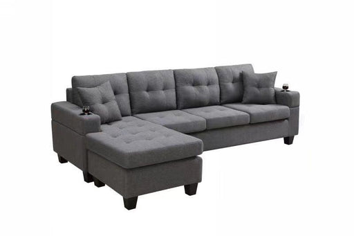 Sectional sofa left with footrest, convertible corner sofa with armrest storage, sectional sofa for living room and apartment, chaise longue left (grey) - DTYStore