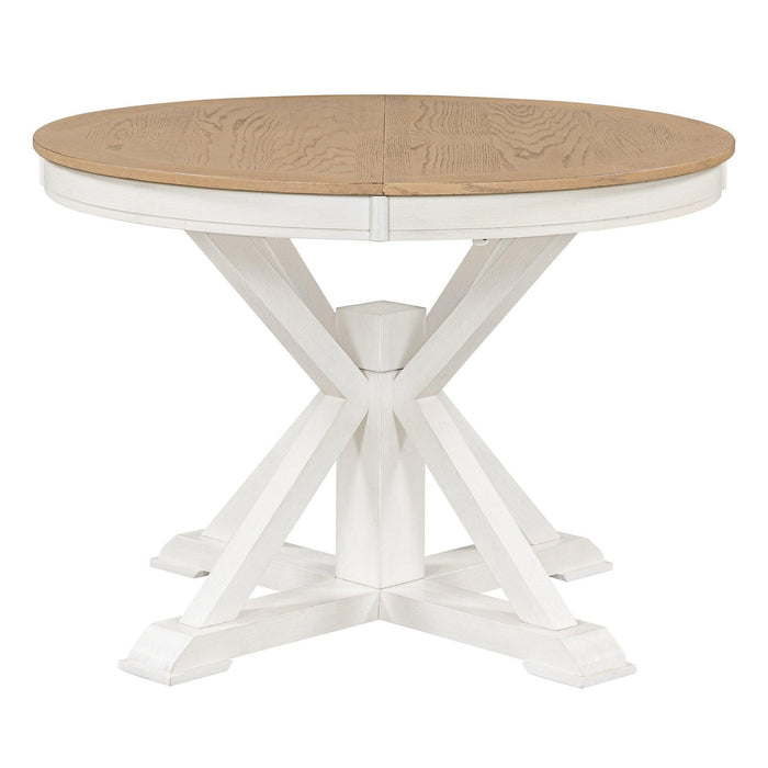 Retro Functional Extendable Dining Table with a 12" Leaf for Dining Room and Living Room