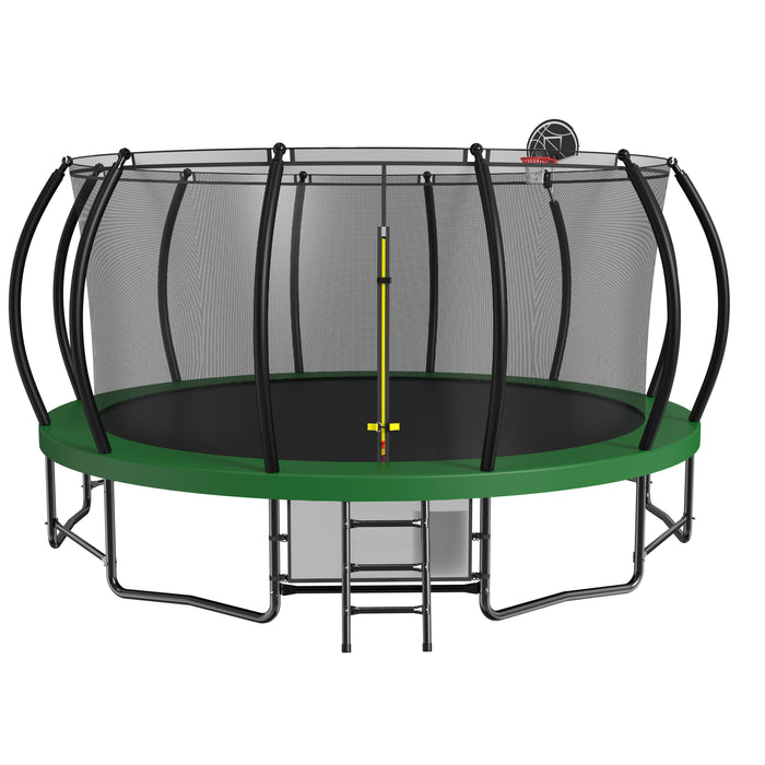 15FT Trampoline with Basketball Hoop - Recreational Trampolines with Ladder ,Shoe Bag and Galvanized Anti-Rust Coating - DTYStore