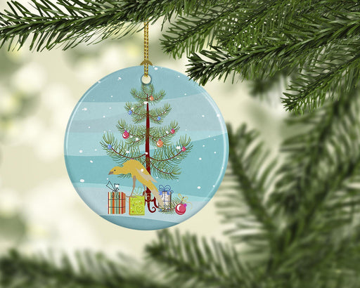Belgian Hunchback Canary Merry Christmas Ceramic Ornament Christmas Tree Hanging Decorations for Home Christmas Holiday, Party, Gift, 3 in, Multicolor - DTYStore