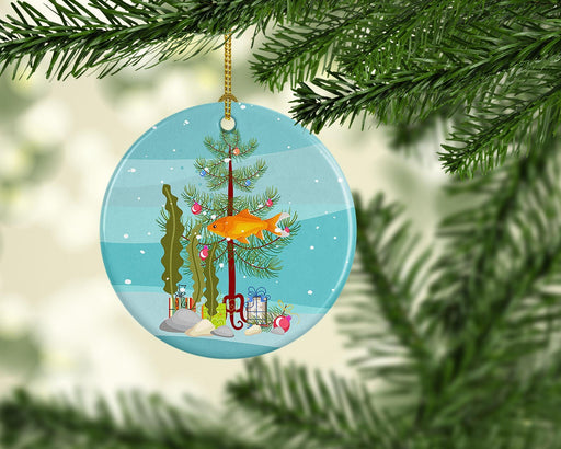 Goldfish Common Merry Christmas Ceramic Ornament Christmas Tree Hanging Decorations for Home Christmas Holiday, Party, Gift, 3 in, Multicolor - DTYStore