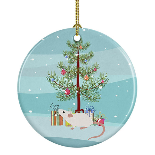 White Domestic Mouse Merry Christmas Ceramic Ornament Christmas Tree Hanging Decorations for Home Christmas Holiday, Party, Gift, 3 in, Multicolor - DTYStore
