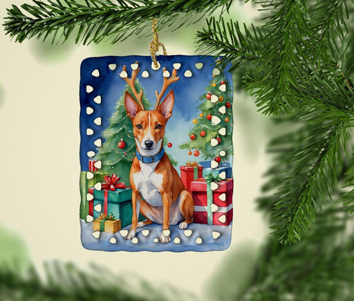 Basenji Christmas Reindeer Porcelain Ornament Christmas Tree Hanging Decorations for Home Christmas Holiday, Rectangle, Gift, Multicolor - DTYStore