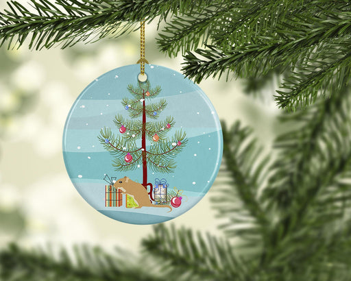 Gerbil Mouse Merry Christmas Ceramic Ornament Christmas Tree Hanging Decorations for Home Christmas Holiday, Party, Gift, 3 in, Multicolor - DTYStore
