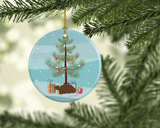 Rex Rat Merry Christmas Ceramic Ornament Christmas Tree Hanging Decorations for Home Christmas Holiday, Party, Gift, 3 in, Multicolor - DTYStore
