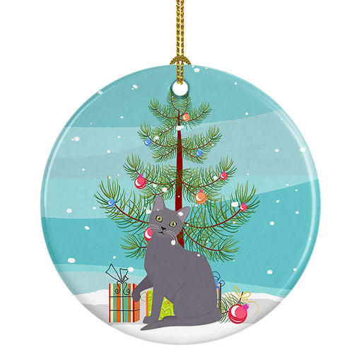 NEW Korat Cat Christmas Ceramic Ornament Christmas Tree Hanging Decorations for Home Christmas Holiday, Party, Gift, 3 in, Multicolor - DTYStore
