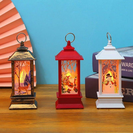 1pc Christmas Lantern Decoration; Vintage Style Hanging Electric Candle Oil Lamp; Christmas Ornaments For Tables & Desks; Holiday Home Decor - DTYStore