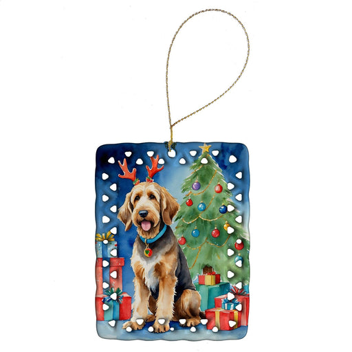 Otterhound Christmas Reindeer Porcelain Ornament Christmas Tree Hanging Decorations for Home Christmas Holiday, Rectangle, Gift, Multicolor - DTYStore