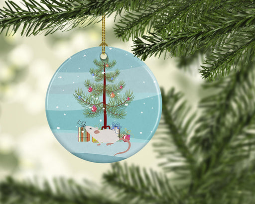White Domestic Mouse Merry Christmas Ceramic Ornament Christmas Tree Hanging Decorations for Home Christmas Holiday, Party, Gift, 3 in, Multicolor - DTYStore