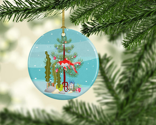 Comet Goldfish Merry Christmas Ceramic Ornament Christmas Tree Hanging Decorations for Home Christmas Holiday, Party, Gift, 3 in, Multicolor - DTYStore
