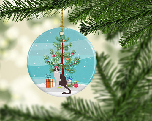 NEW Oriental Bicolor Cat Christmas Ceramic Ornament Christmas Tree Hanging Decorations for Home Christmas Holiday, Party, Gift, 3 in, Multicolor - DTYStore
