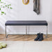 Black shoe changing bench silver metal legs, sofa bench dining chair, suitable for bedroom fitting room, storage room, dining room, and living room.