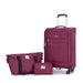 3-Piece Set Softshell Suitcase Spinner Wheels Terylene Polyester Luggage Sets Carry On Wine Red