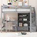 Full Size Loft Bed with L-Shaped Desk and Drawers, Cabinet and Storage Staircase, Gray - DTYStore