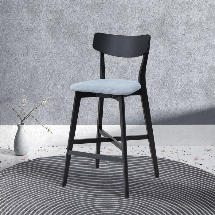 Wooden Bar Chairs Set of 2, Modern Soft Upholstered Kitchen Island Chairs, Counter Height Stool with Backrest,Wooden Frame Chairs with Footrest for Pub,Living Room,Restaurant,Black - DTYStore