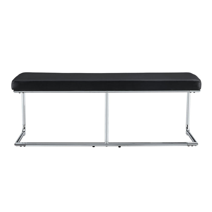 Black shoe changing bench silver metal legs, sofa bench dining chair, suitable for bedroom fitting room, storage room, dining room, and living room.