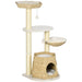 47" Cat Tree Kitty Activity Center, Cat Climbing Toy with Cattail Fluff, Bed, Condo, Sisal Scratching Post, and Hanging Ball, Natural