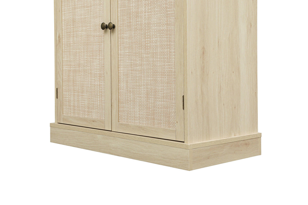 4 Door Cabinet with 1 Drawer, with 4 Adjustable Inner Shelves, Storage Cabinet