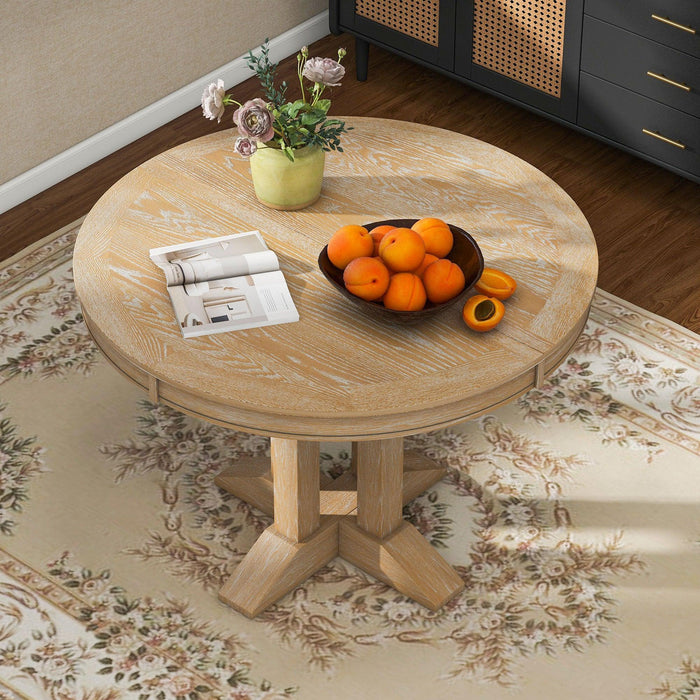 Farmhouse Dining Table Extendable Round Table for Kitchen, Dining Room