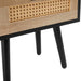 15.75" Rattan End table with drawer and solid wood legs, Modern nightstand, side table for living room, bedroom, black - DTYStore