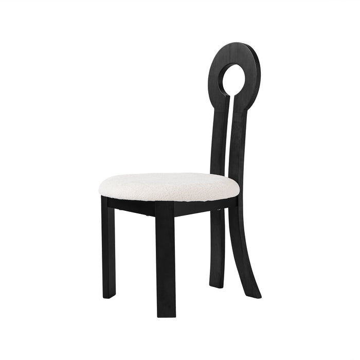 Vintage Rubber Solid Wood Dining Chair, Sheep Plush Dining Chair, Armless Dining Chair, Suitable For Small Home Dressing Room Model Room, Black(Set Of 2) - DTYStore