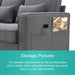 Modern Linen Fabric Sofa with Armrest Pockets and Pillows, Minimalist Style Couch