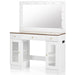 43.3' Vanity Desk with Large Mirror and Hollywood Bulbs, Modern Glass Top Makeup Vanity with Drawers and Power Outlet, Large Dressing Table with 3 Color Lighting Modes & RGB Cabinets for Bedroom - DTYStore