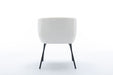 039-Set of 1 Boucle Fabric Dining Chair With Black Metal Legs,Ivory - DTYStore