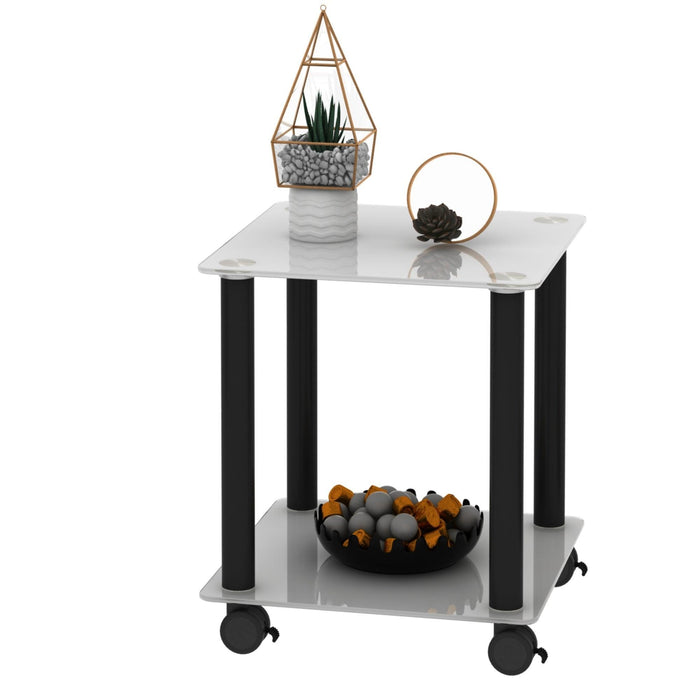 Modern 2-Tier Side Table with Storage Shelf, Sofa Table, and Night Stand