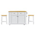 48inch Large Kitchen Island with 2 Bar Stools, Power Outlet, Door Internal Storage Rack, Kitchen Storage Cart on 5 Wheels with Drop Leaf, 5 Open Side Racks, 2 Drawers,for Kitchen,Dining Room,White - DTYStore